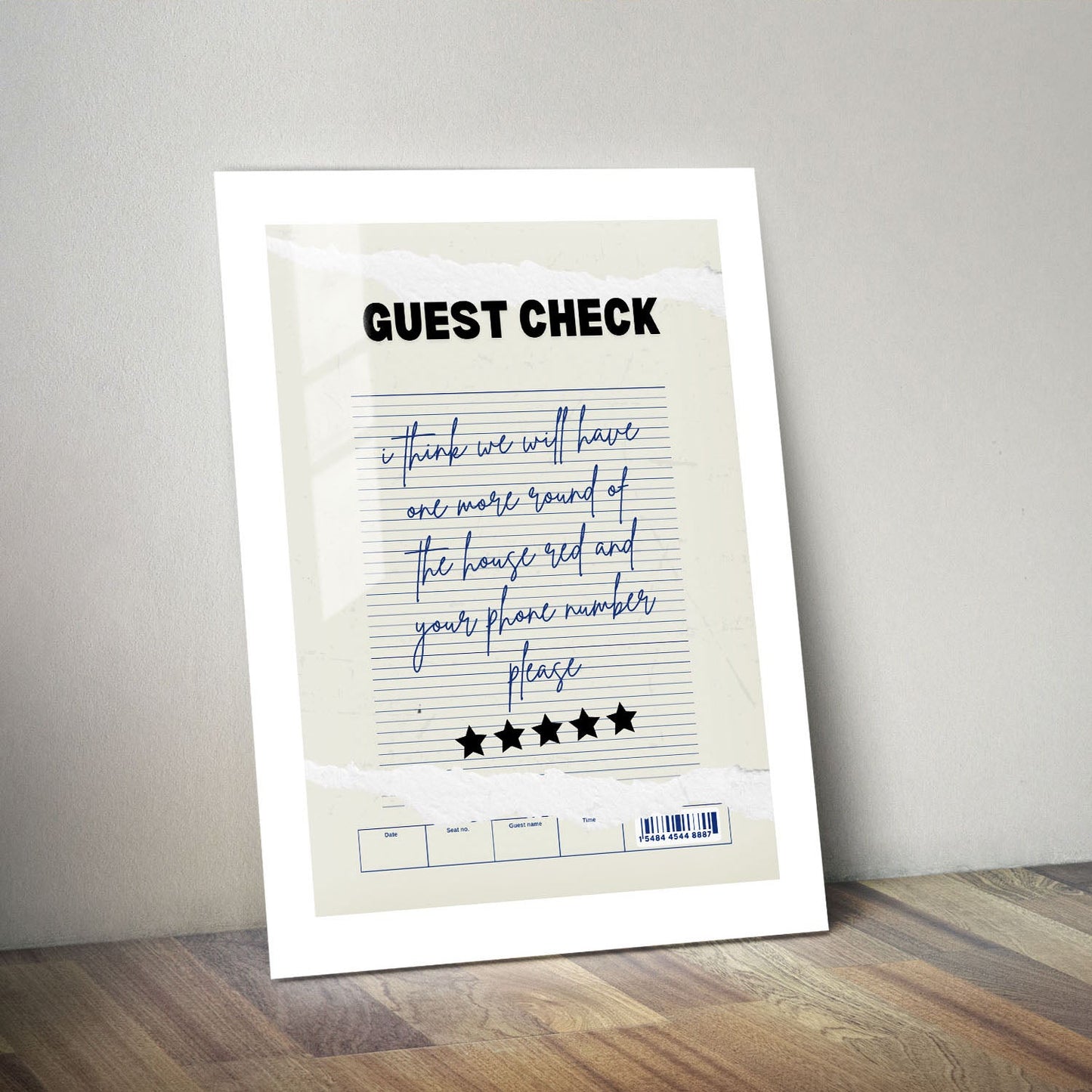 Wes Co Gallery Metal Poster Guest Check - Another Round 11" x 14" Home Goods - Coffee White border only Metal Art Print