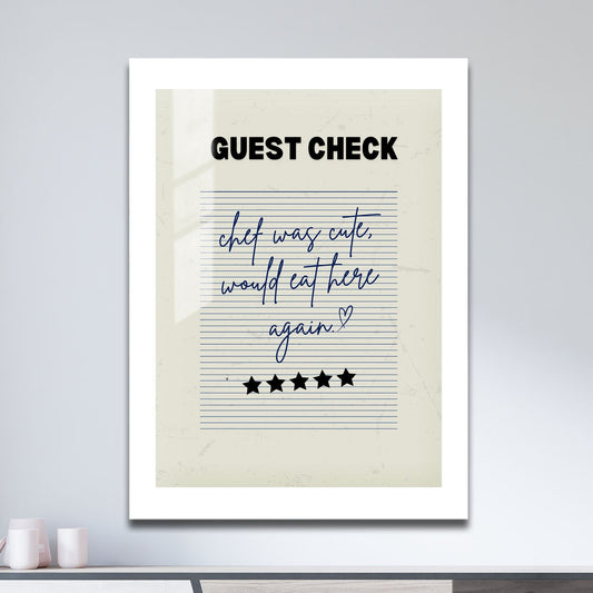 Wes Co Gallery Metal Poster Guest Check - Cute Chef Rating 11" x 17" Home Goods - Coffee White border only Metal Art Print