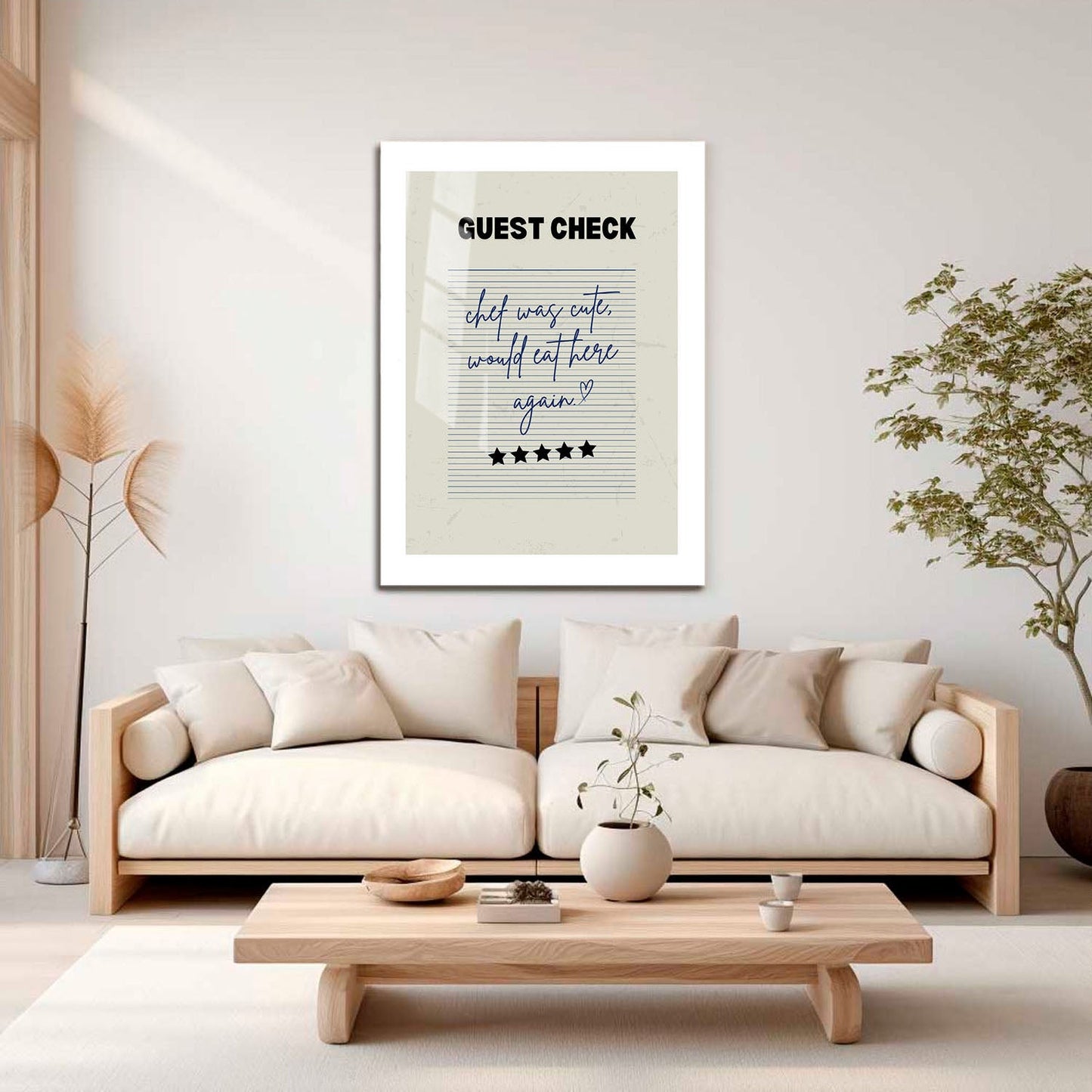 Wes Co Gallery Metal Poster Guest Check - Cute Chef Rating 16" x 24" Home Goods - Coffee White border only Metal Art Print