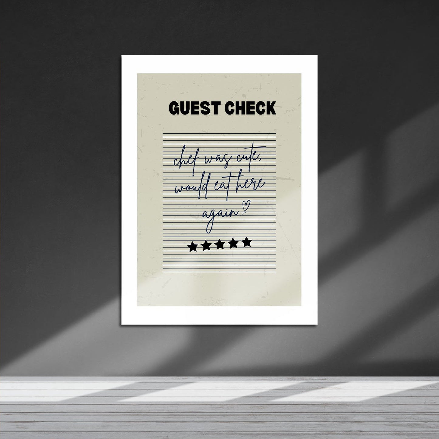 Wes Co Gallery Metal Poster Guest Check - Cute Chef Rating 16" x 24" Home Goods - Coffee White border only Metal Art Print