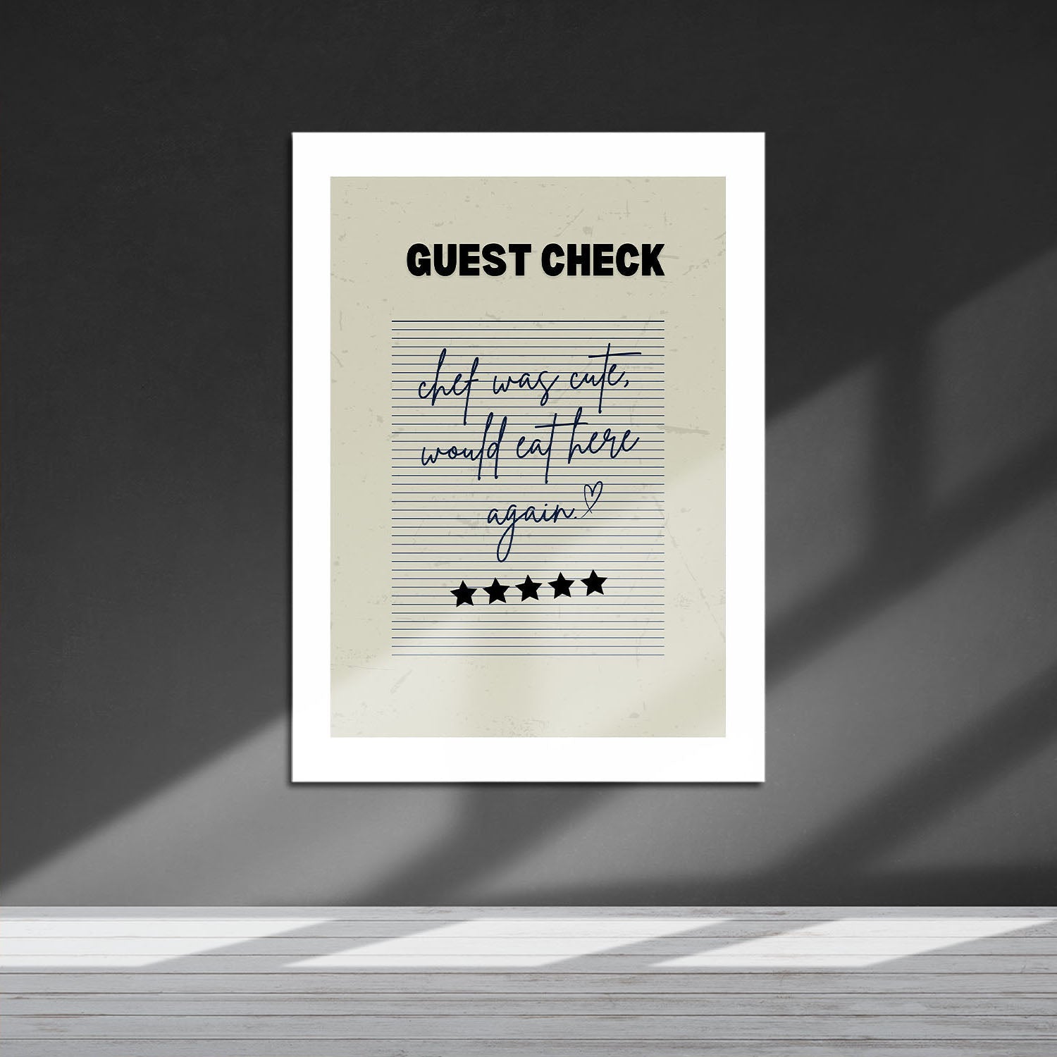 Wes Co Gallery Metal Poster Guest Check - Cute Chef Rating 16" x 24" Home Goods - Coffee White border only Metal Art Print