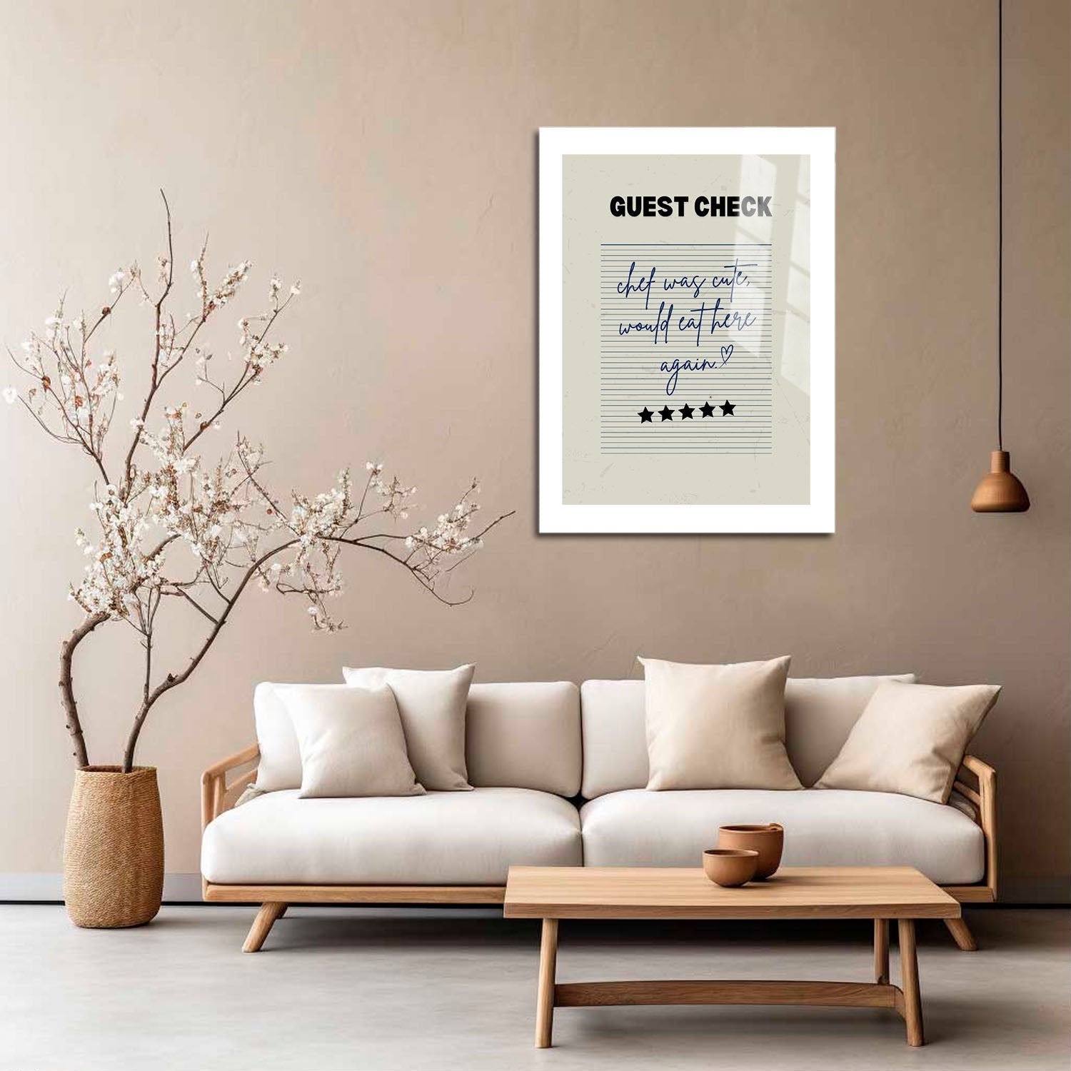 Wes Co Gallery Metal Poster Guest Check - Cute Chef Rating 5" x 7" Home Goods - Coffee White border only Metal Art Print