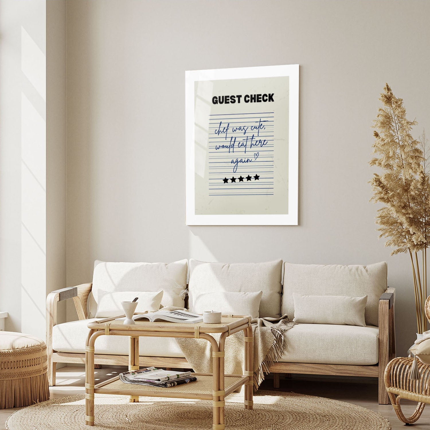 Wes Co Gallery Metal Poster Guest Check - Cute Chef Rating 5" x 7" Home Goods - Coffee White border only Metal Art Print