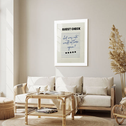 Wes Co Gallery Metal Poster Guest Check - Cute Chef Rating 5" x 7" Home Goods - Coffee White border only Metal Art Print