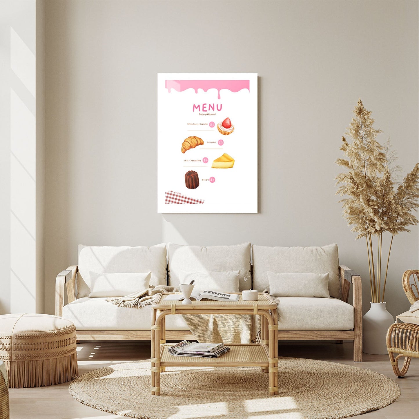 Wes Co Gallery Metal Poster Bakery Menu Sweet Treats 11" x 14" Home Goods - Coffee White border only Metal Art Print