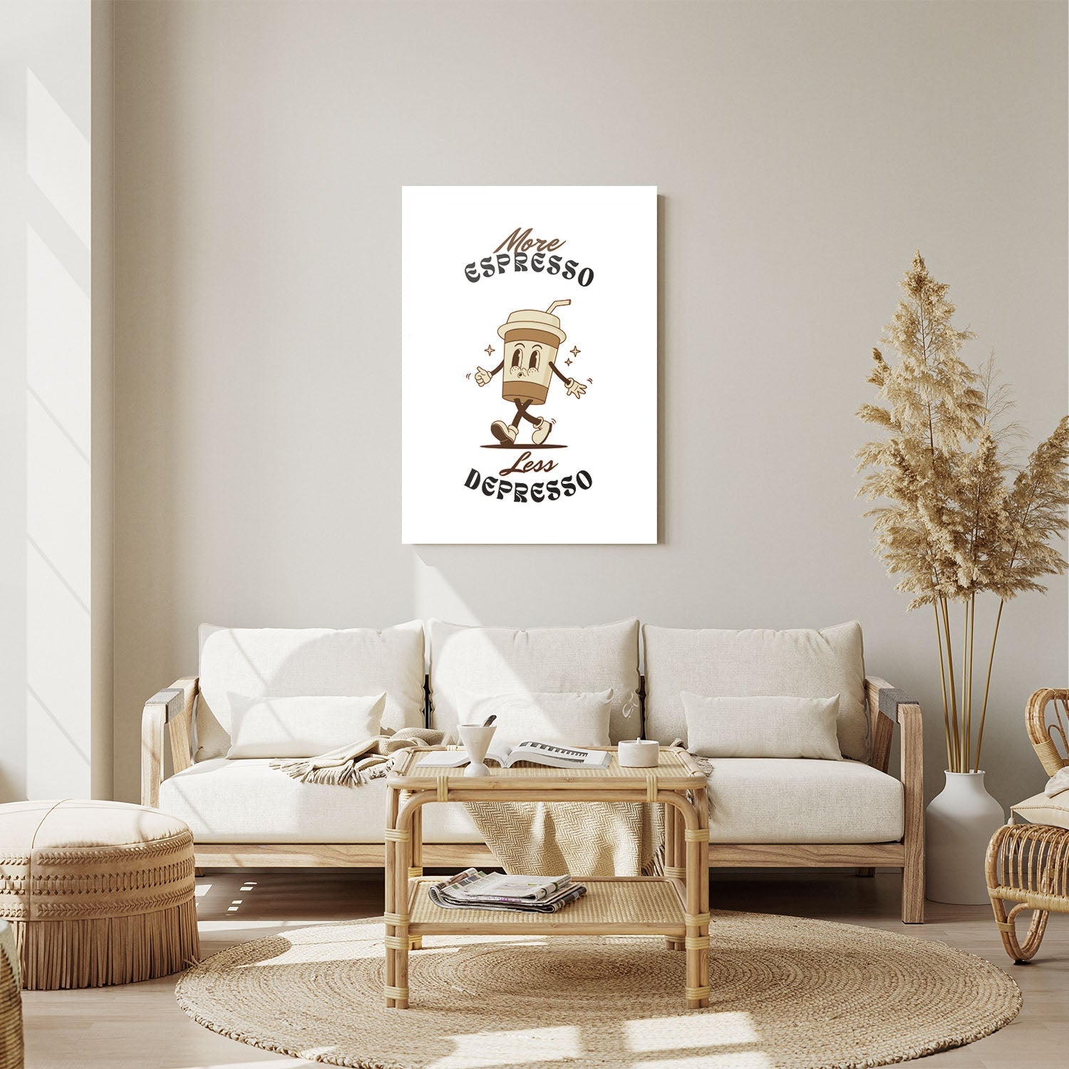 Wes Co Gallery Metal Poster More Espresso Less Depresso 11" x 14" Home Goods - Coffee White border only Metal Art Print