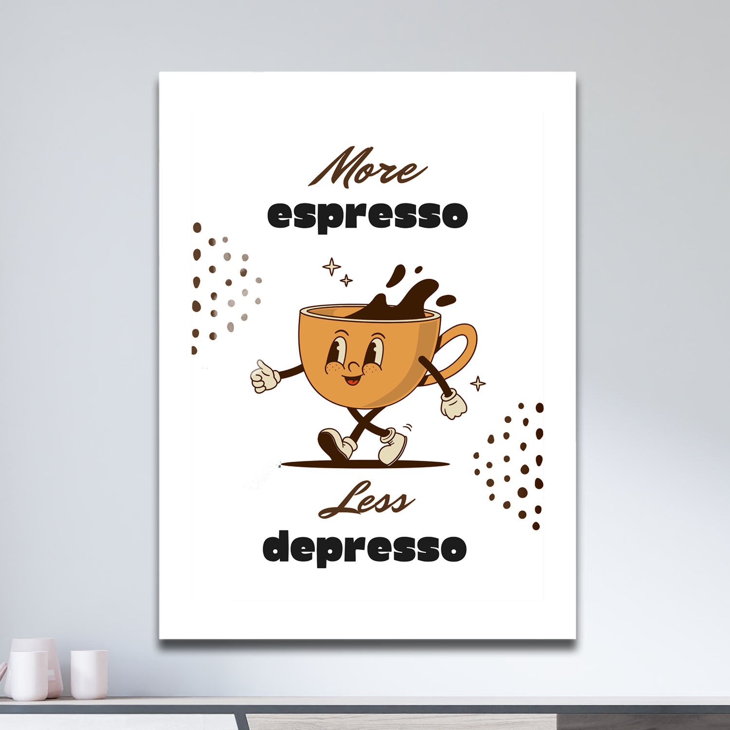 Wes Co Gallery Metal Poster Energetic Espresso Motivational Coffee 11" x 17" Home Goods - Coffee White border only Metal Art Print