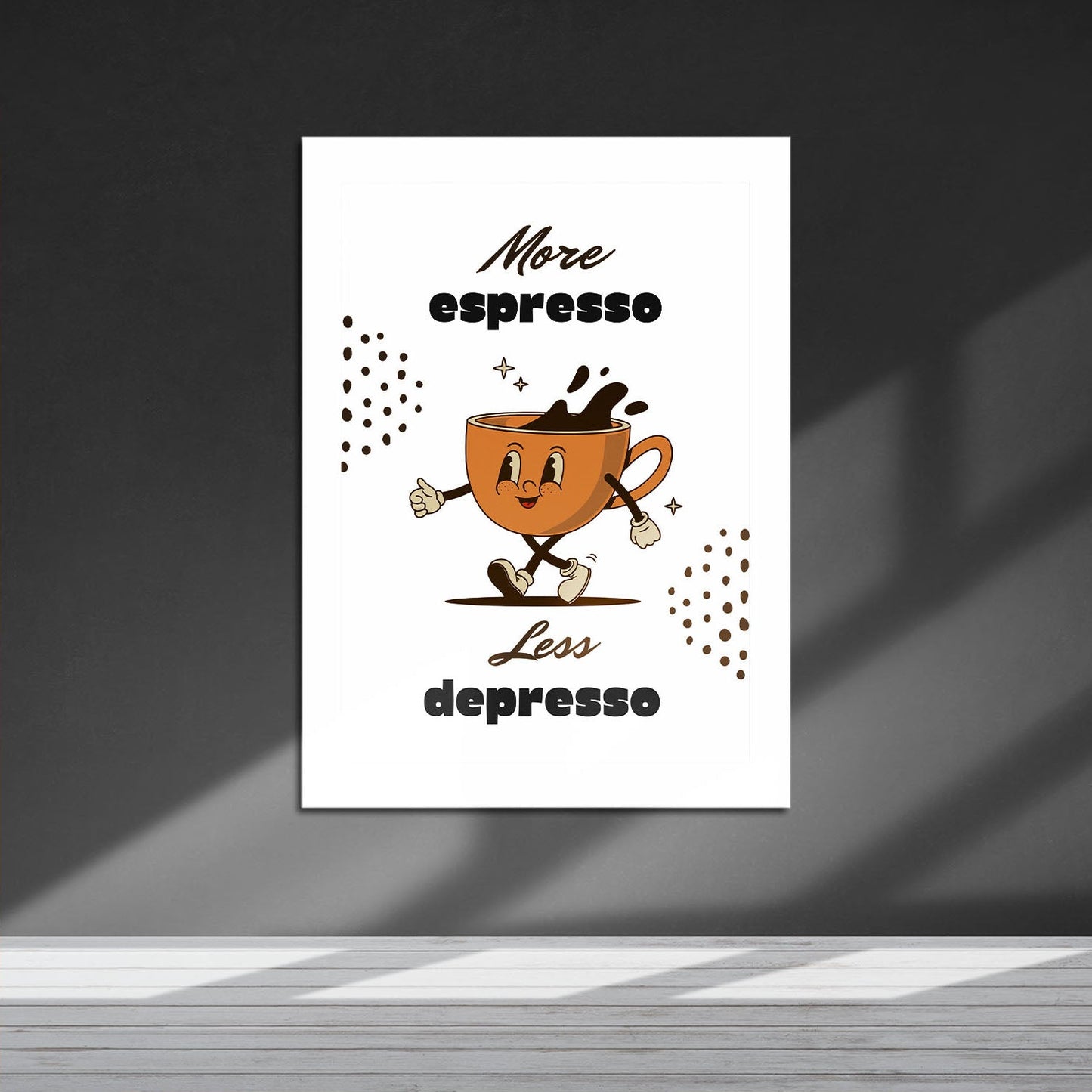 Wes Co Gallery Metal Poster Energetic Espresso Motivational Coffee 16" x 24" Home Goods - Coffee White border only Metal Art Print