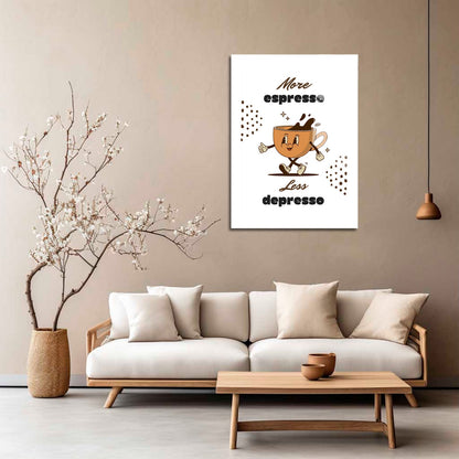 Wes Co Gallery Metal Poster Energetic Espresso Motivational Coffee 5" x 7" Home Goods - Coffee White border only Metal Art Print