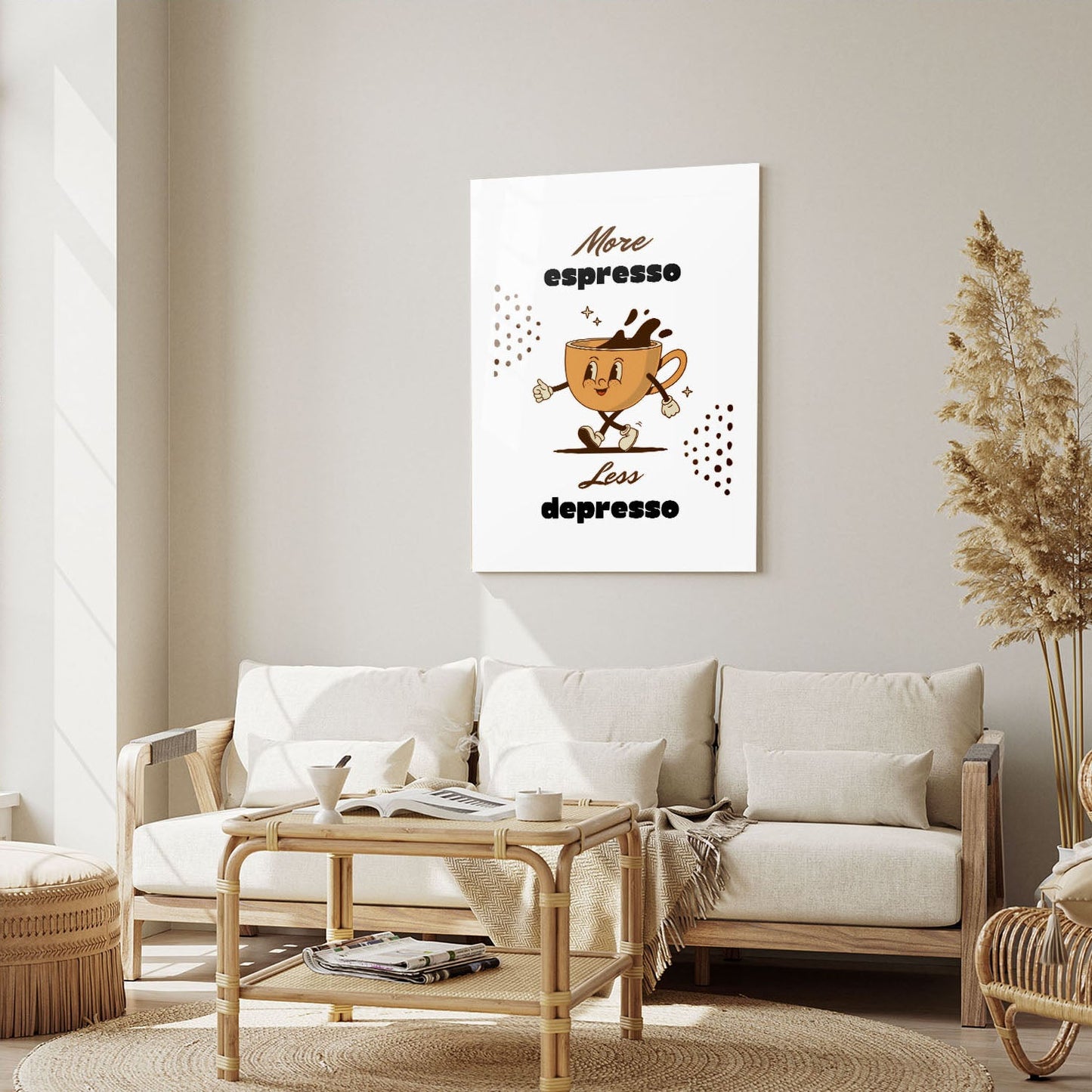 Wes Co Gallery Metal Poster Energetic Espresso Motivational Coffee 5" x 7" Home Goods - Coffee White border only Metal Art Print