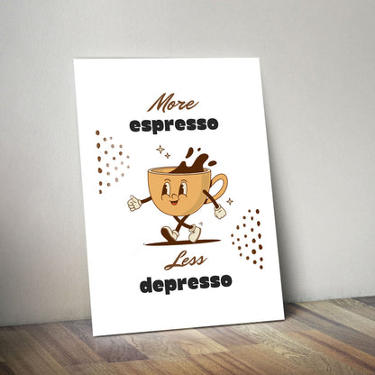 Wes Co Gallery Metal Poster Energetic Espresso Motivational Coffee 11" x 14" Home Goods - Coffee White border only Metal Art Print