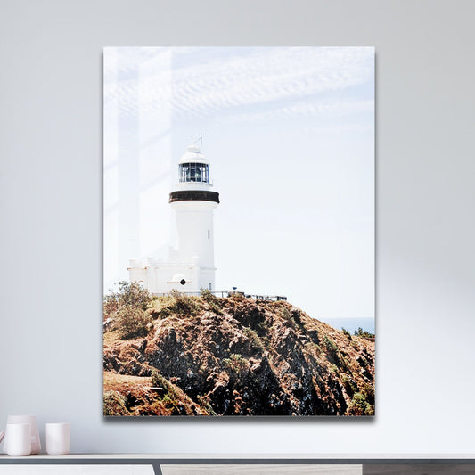 Wes Co Gallery Metal Poster Byron Bay Cliffside Lighthouse 11" x 17" Home Goods - Travels Border or edge to edge Metal Art Print