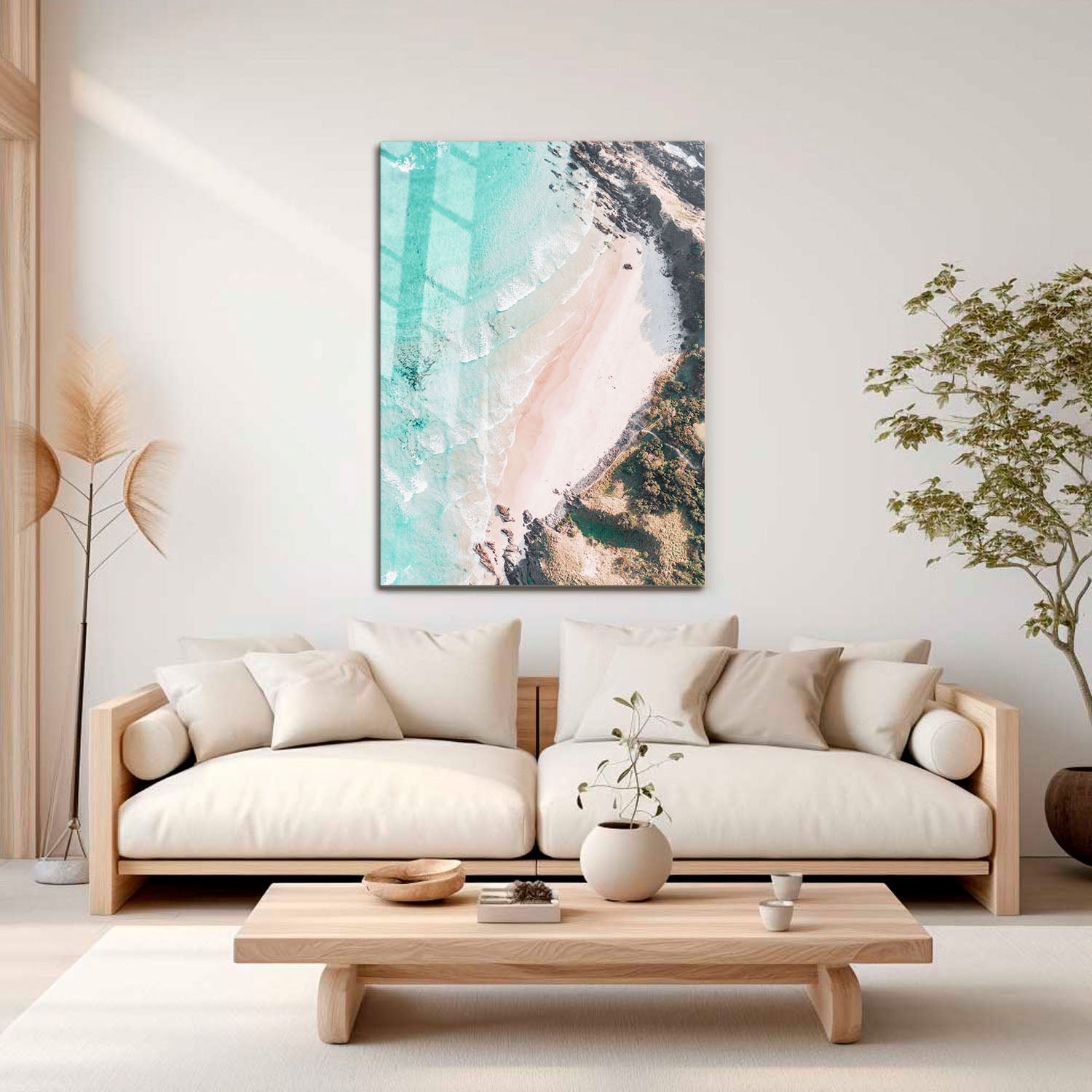 Wes Co Gallery Metal Poster Aerial Pristine Beach 11" x 17" Home Goods - Coastal Border or edge to edge Metal Art Print