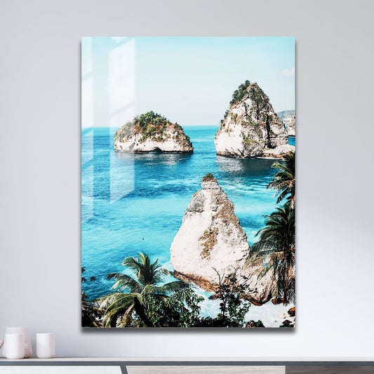 Wes Co Gallery Metal Poster Serene Coastal Rock Formations 11" x 17" Home Goods - Coastal Border or edge to edge Metal Art Print