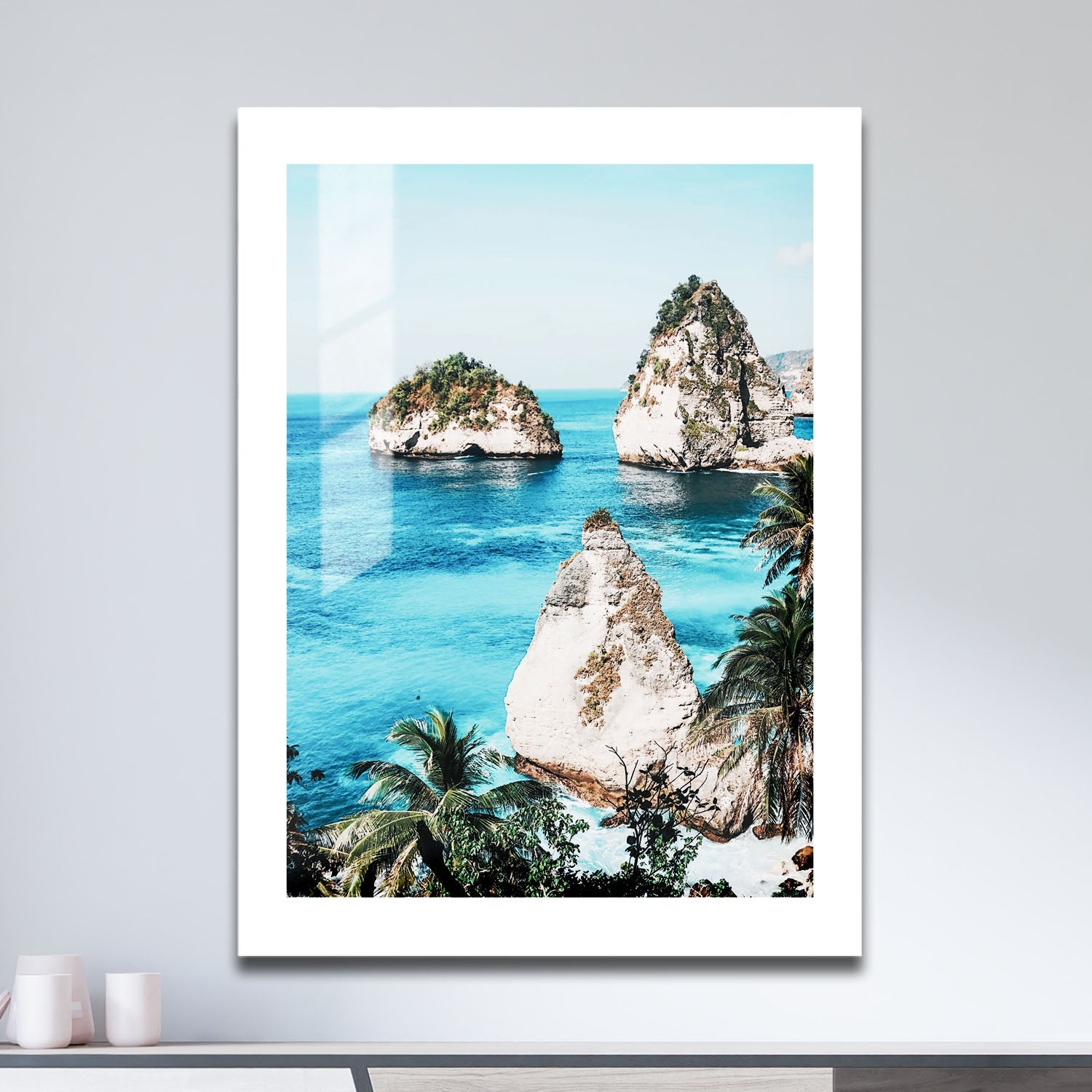 Wes Co Gallery Metal Poster Serene Coastal Rock Formations 16" x 24" Home Goods - Coastal Border or edge to edge Metal Art Print