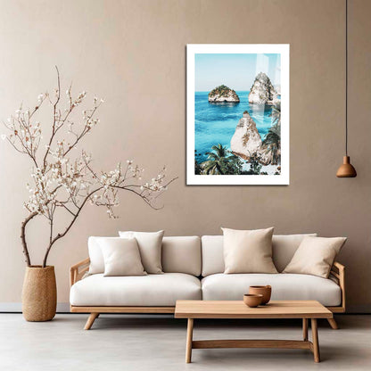 Wes Co Gallery Metal Poster Serene Coastal Rock Formations 16" x 24" Home Goods - Coastal Border or edge to edge Metal Art Print