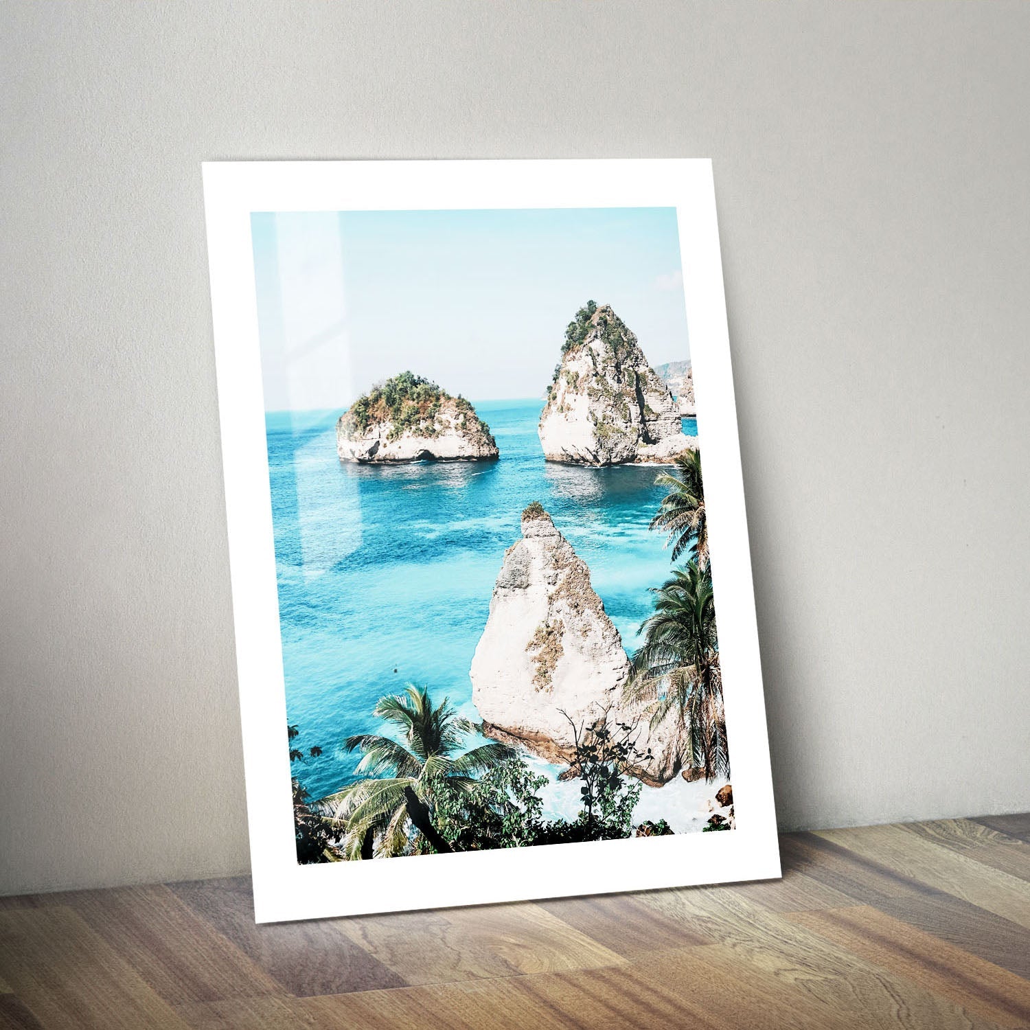 Wes Co Gallery Metal Poster Serene Coastal Rock Formations 24" x 36" Home Goods - Coastal Border or edge to edge Metal Art Print