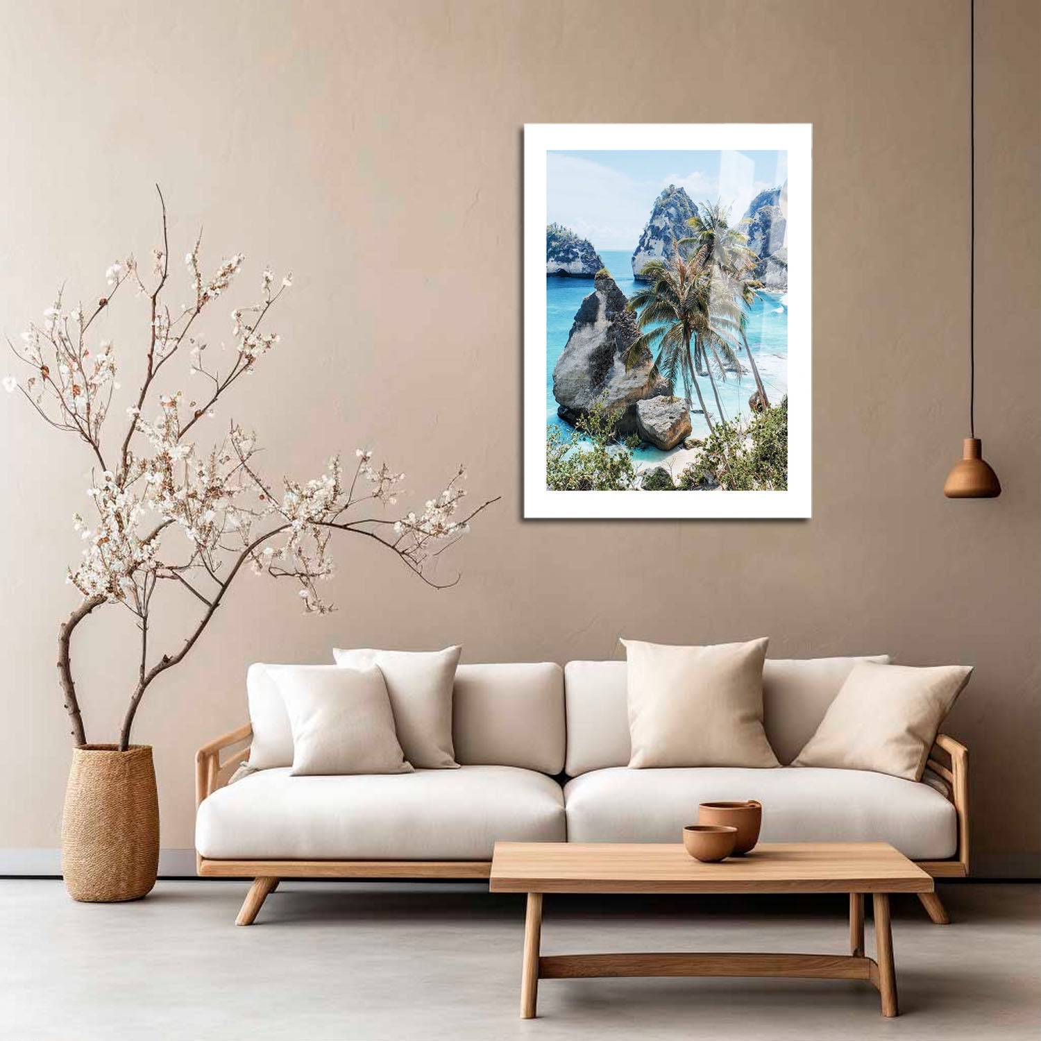 Wes Co Gallery Metal Poster Tropical Oasis with Rock Islands 16" x 24" Home Goods - Coastal Border or edge to edge Metal Art Print