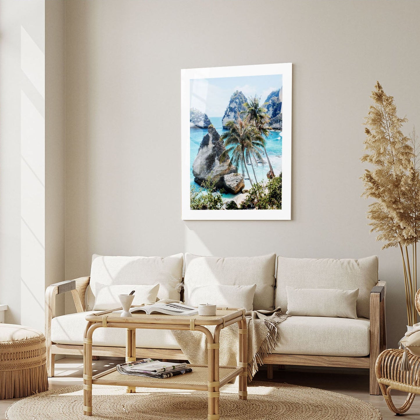 Wes Co Gallery Metal Poster Tropical Oasis with Rock Islands 16" x 24" Home Goods - Coastal Border or edge to edge Metal Art Print