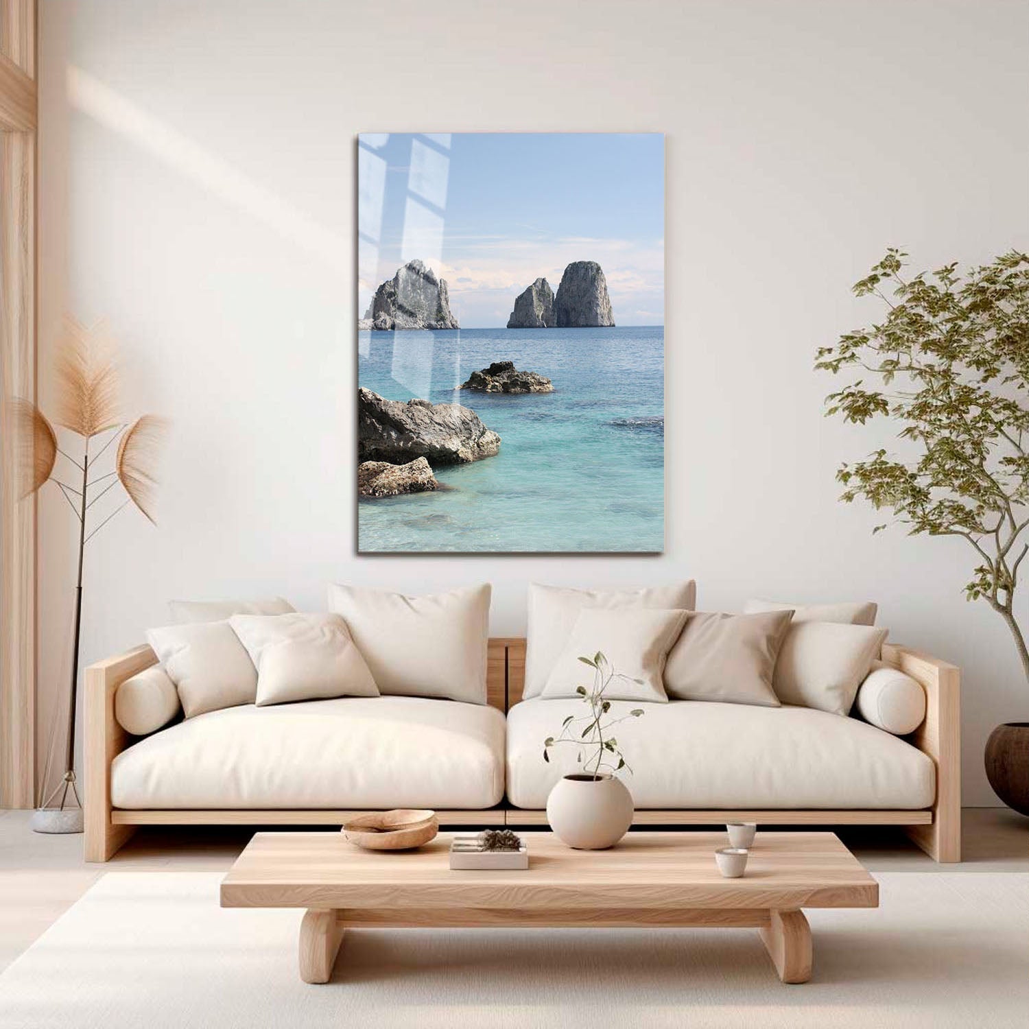 Wes Co Gallery Metal Poster Rocky Outcrops in Calm Waters 11" x 17" Home Goods - Coastal Border or edge to edge Metal Art Print
