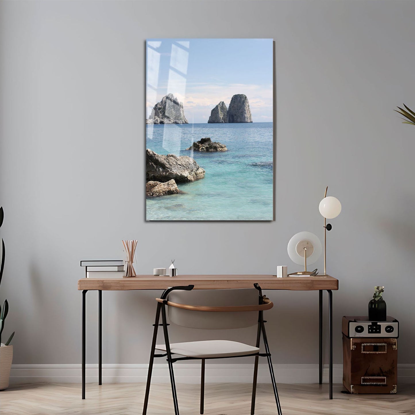 Wes Co Gallery Metal Poster Rocky Outcrops in Calm Waters 11" x 17" Home Goods - Coastal Border or edge to edge Metal Art Print