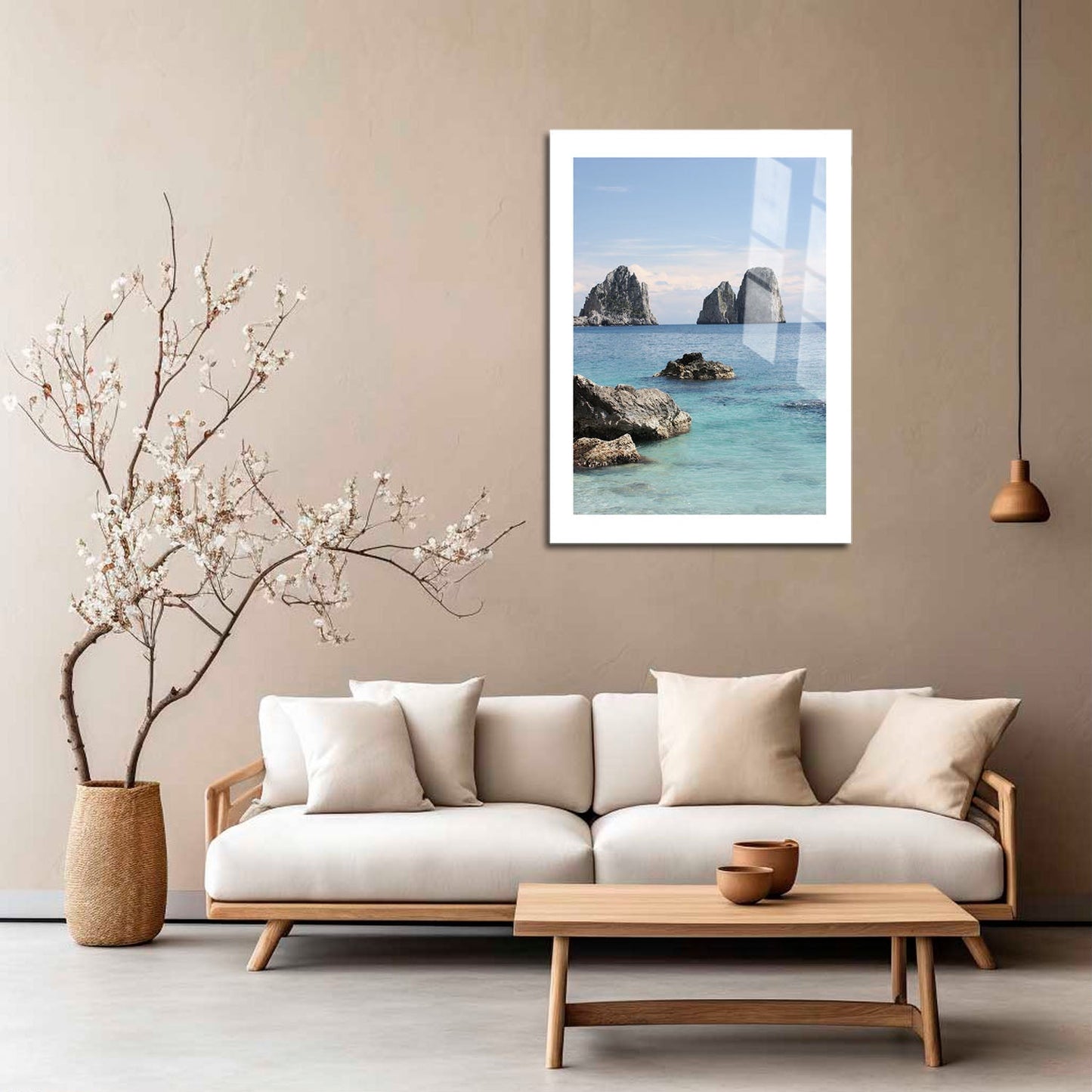 Wes Co Gallery Metal Poster Rocky Outcrops in Calm Waters 16" x 24" Home Goods - Coastal Border or edge to edge Metal Art Print