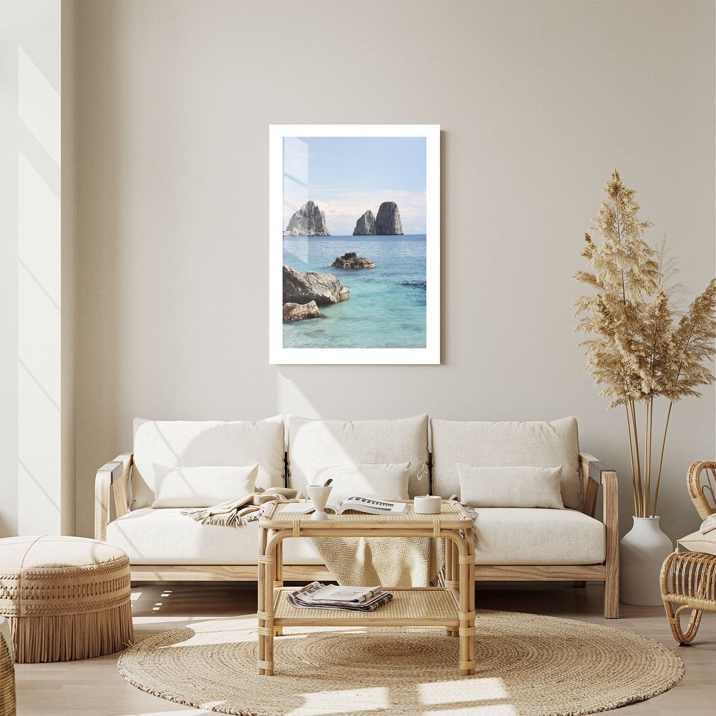 Wes Co Gallery Metal Poster Rocky Outcrops in Calm Waters 24" x 36" Home Goods - Coastal Border or edge to edge Metal Art Print