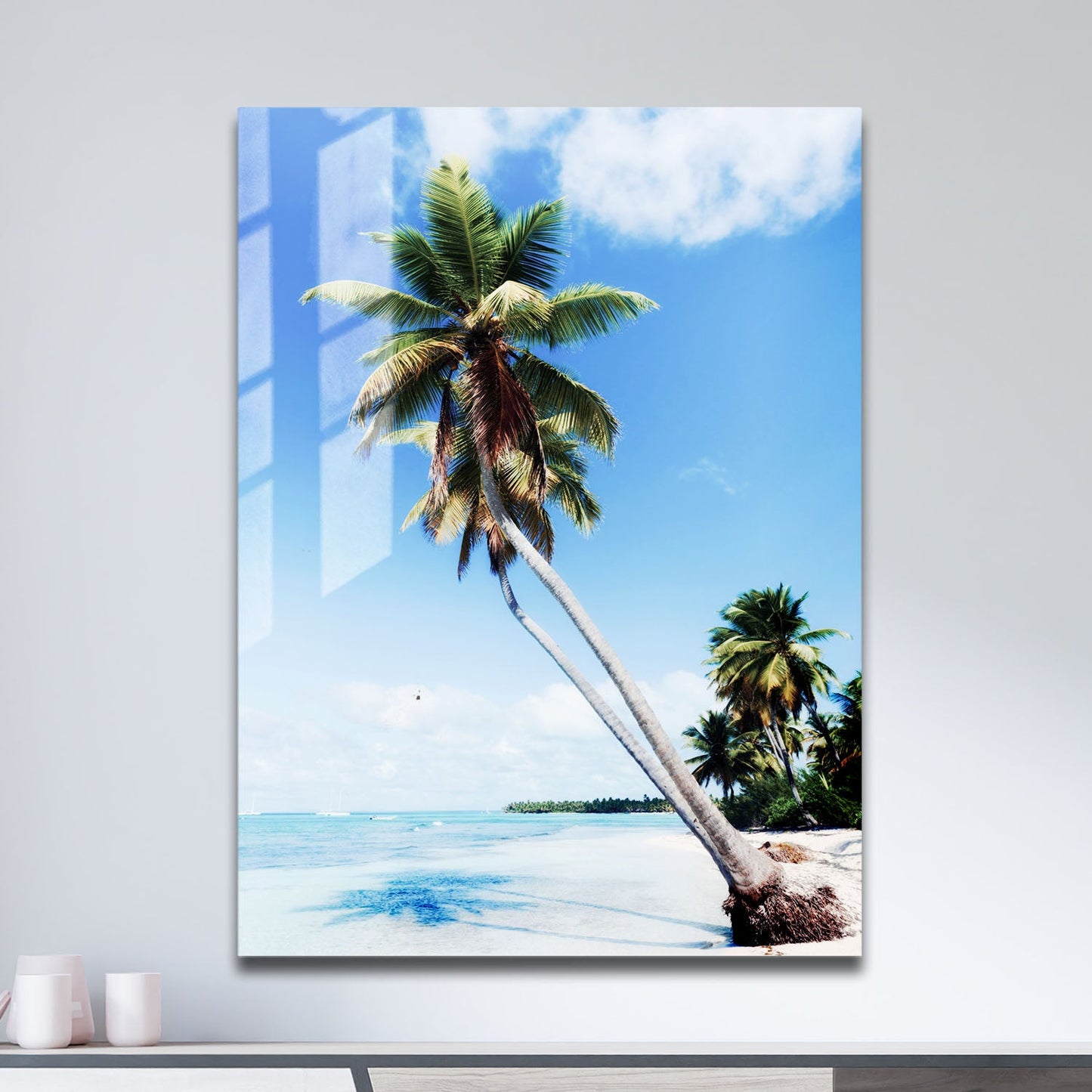 Wes Co Gallery Metal Poster Tropical Palm Paradise 11" x 17" Home Goods - Coastal Border or edge to edge Metal Art Print