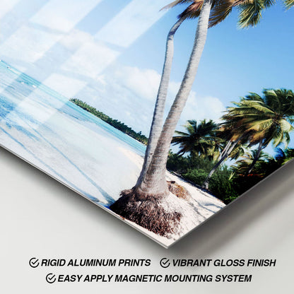 Wes Co Gallery Metal Poster Tropical Palm Paradise 11" x 17" Home Goods - Coastal Border or edge to edge Metal Art Print