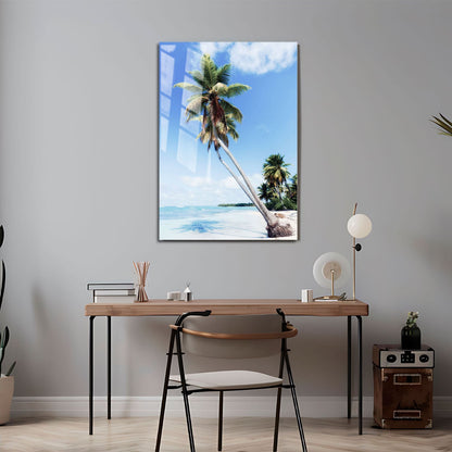 Wes Co Gallery Metal Poster Tropical Palm Paradise 11" x 17" Home Goods - Coastal Border or edge to edge Metal Art Print