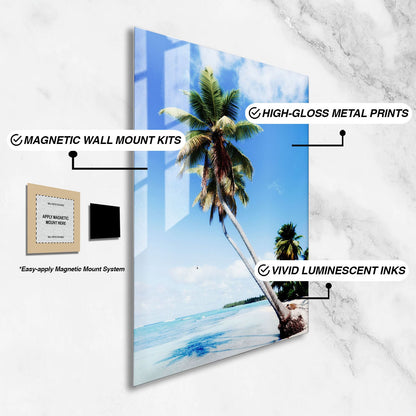 Wes Co Gallery Metal Poster Tropical Palm Paradise 16" x 24" Home Goods - Coastal Border or edge to edge Metal Art Print