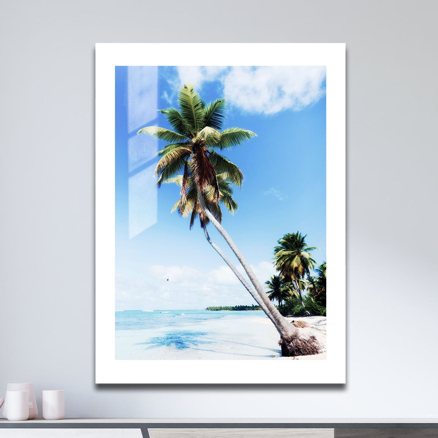 Wes Co Gallery Metal Poster Tropical Palm Paradise 16" x 24" Home Goods - Coastal Border or edge to edge Metal Art Print