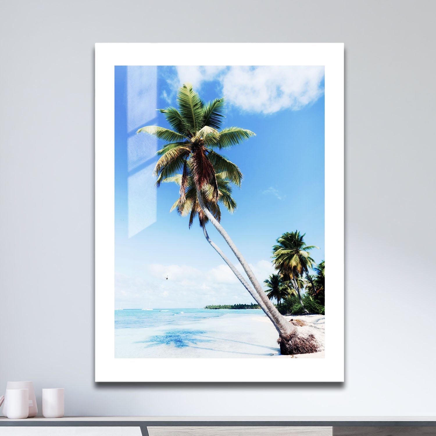 Wes Co Gallery Metal Poster Tropical Palm Paradise 16" x 24" Home Goods - Coastal Border or edge to edge Metal Art Print