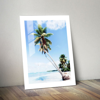Wes Co Gallery Metal Poster Tropical Palm Paradise 24" x 36" Home Goods - Coastal Border or edge to edge Metal Art Print
