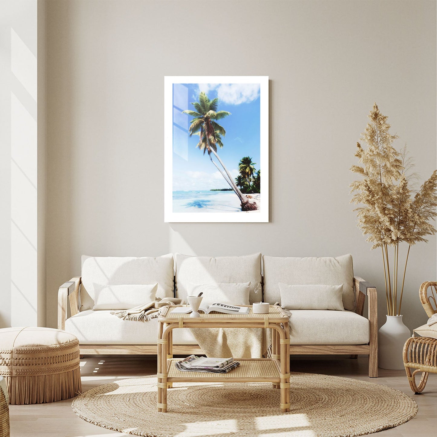Wes Co Gallery Metal Poster Tropical Palm Paradise 24" x 36" Home Goods - Coastal Border or edge to edge Metal Art Print