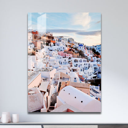 Wes Co Gallery Metal Poster Santorini Sunset Glow 11" x 17" Home Goods - Travels Border or edge to edge Metal Art Print