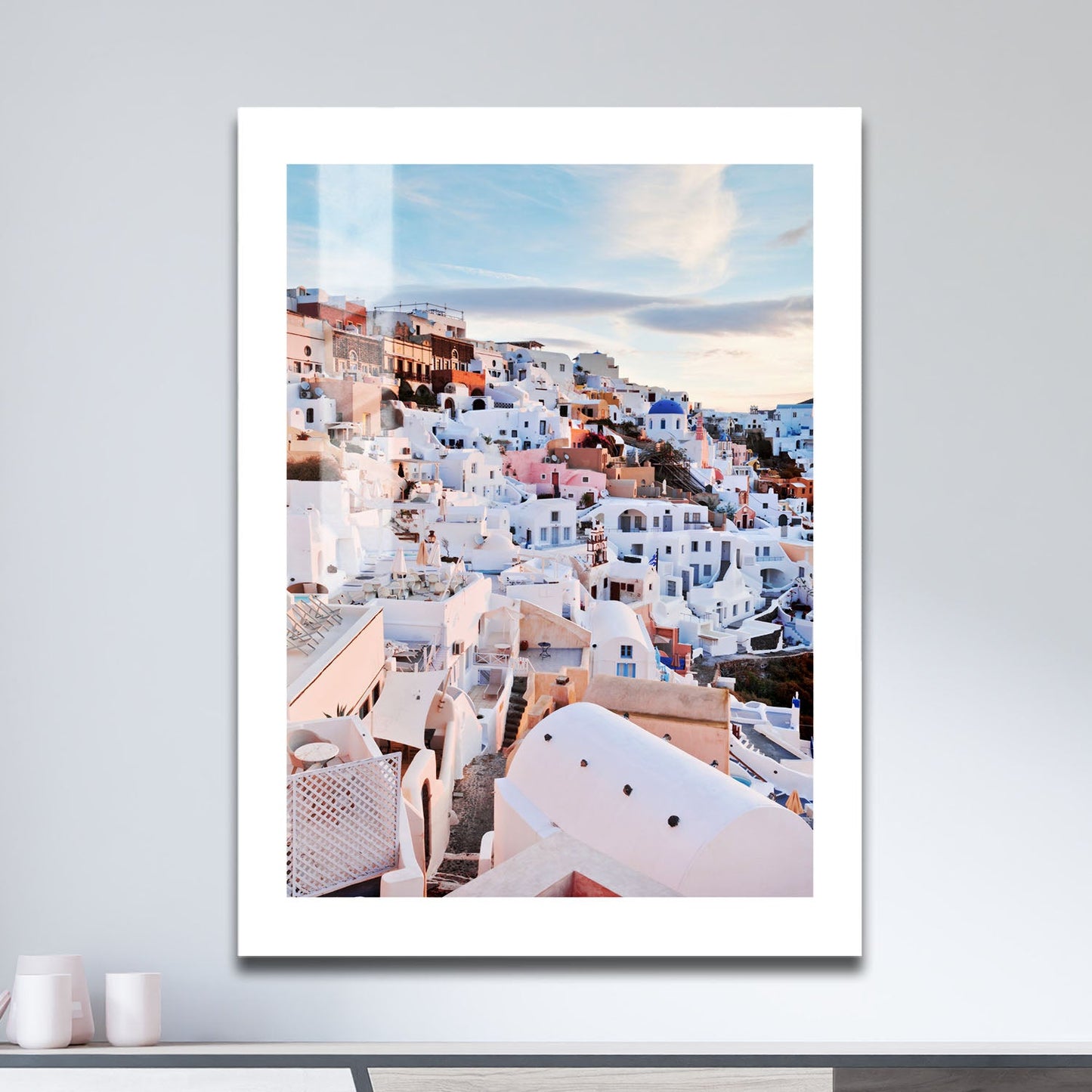 Wes Co Gallery Metal Poster Santorini Sunset Glow 16" x 24" Home Goods - Travels Border or edge to edge Metal Art Print