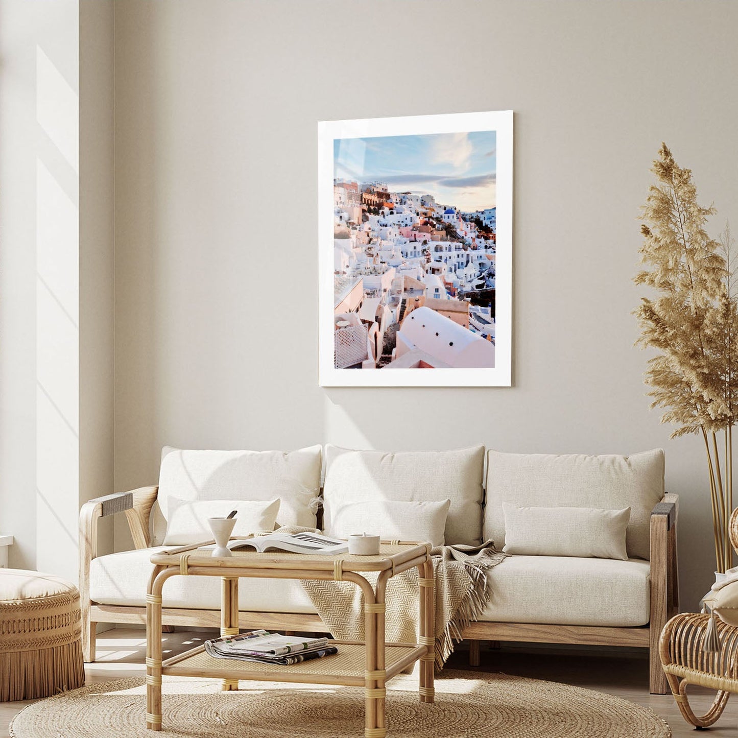 Wes Co Gallery Metal Poster Santorini Sunset Glow 16" x 24" Home Goods - Travels Border or edge to edge Metal Art Print