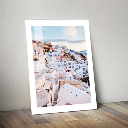 Wes Co Gallery Metal Poster Santorini Sunset Glow 24" x 36" Home Goods - Travels Border or edge to edge Metal Art Print