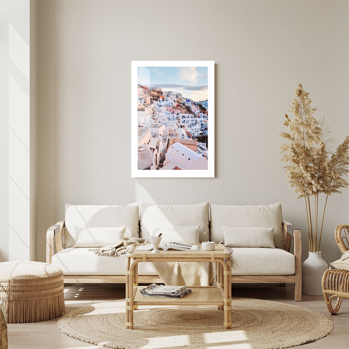 Wes Co Gallery Metal Poster Santorini Sunset Glow 24" x 36" Home Goods - Travels Border or edge to edge Metal Art Print