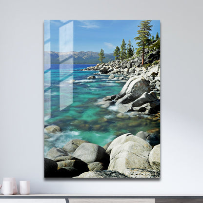 Wes Co Gallery Metal Poster Emerald Coastline Tranquility 11" x 17" Home Goods - Coastal Border or edge to edge Metal Art Print