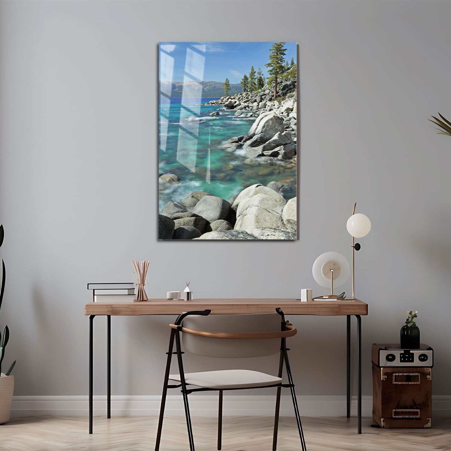 Wes Co Gallery Metal Poster Emerald Coastline Tranquility 11" x 17" Home Goods - Coastal Border or edge to edge Metal Art Print