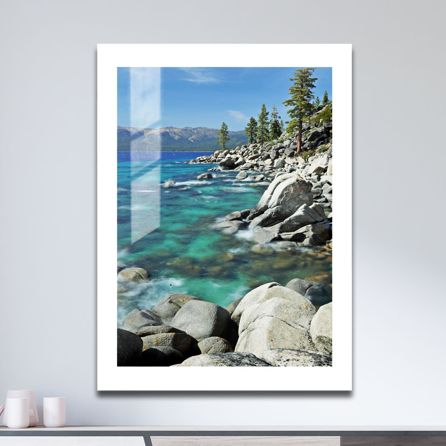 Wes Co Gallery Metal Poster Emerald Coastline Tranquility 16" x 24" Home Goods - Coastal Border or edge to edge Metal Art Print