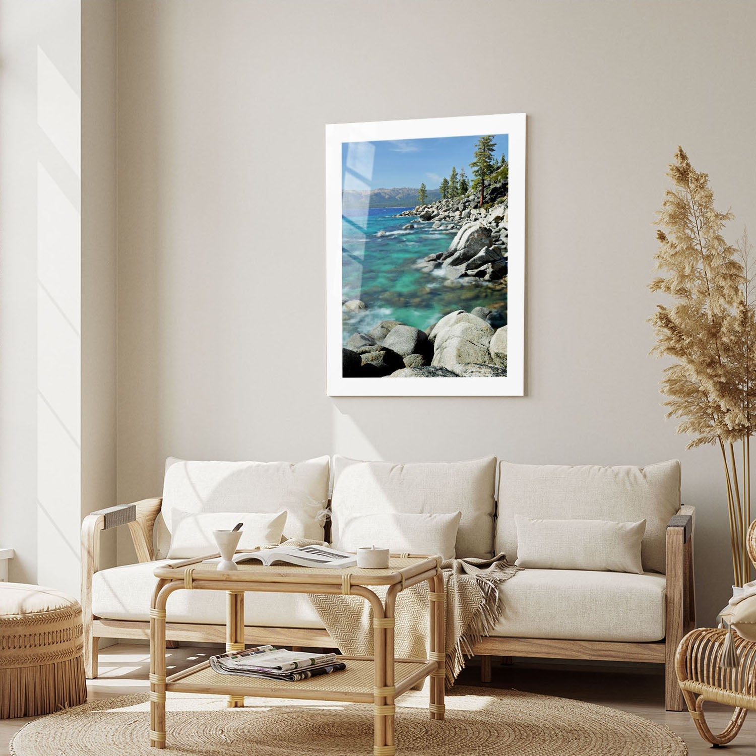 Wes Co Gallery Metal Poster Emerald Coastline Tranquility 16" x 24" Home Goods - Coastal Border or edge to edge Metal Art Print