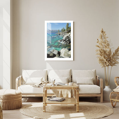 Wes Co Gallery Metal Poster Emerald Coastline Tranquility 24" x 36" Home Goods - Coastal Border or edge to edge Metal Art Print