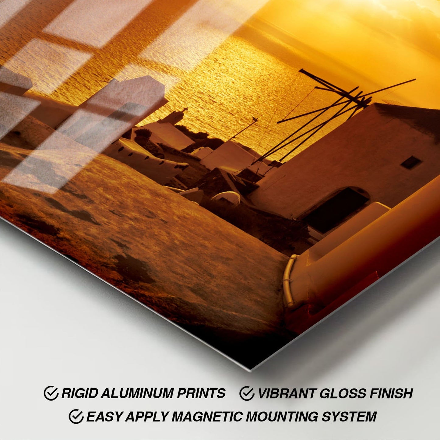 Wes Co Gallery Metal Poster Sunset at Oia 11" x 17" Home Goods - Travels Border or edge to edge Metal Art Print