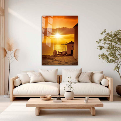 Wes Co Gallery Metal Poster Sunset at Oia 11" x 17" Home Goods - Travels Border or edge to edge Metal Art Print
