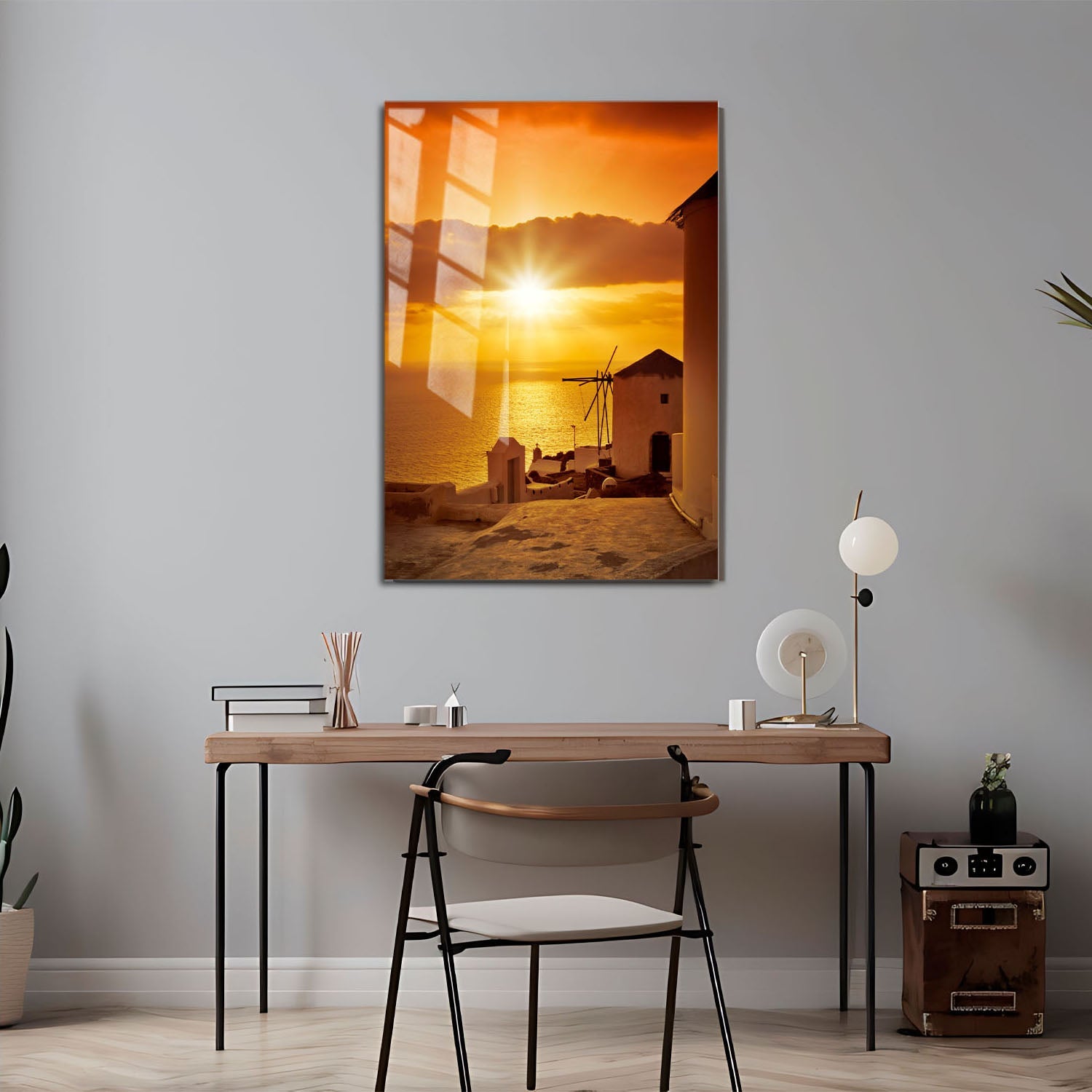 Wes Co Gallery Metal Poster Sunset at Oia 11" x 17" Home Goods - Travels Border or edge to edge Metal Art Print