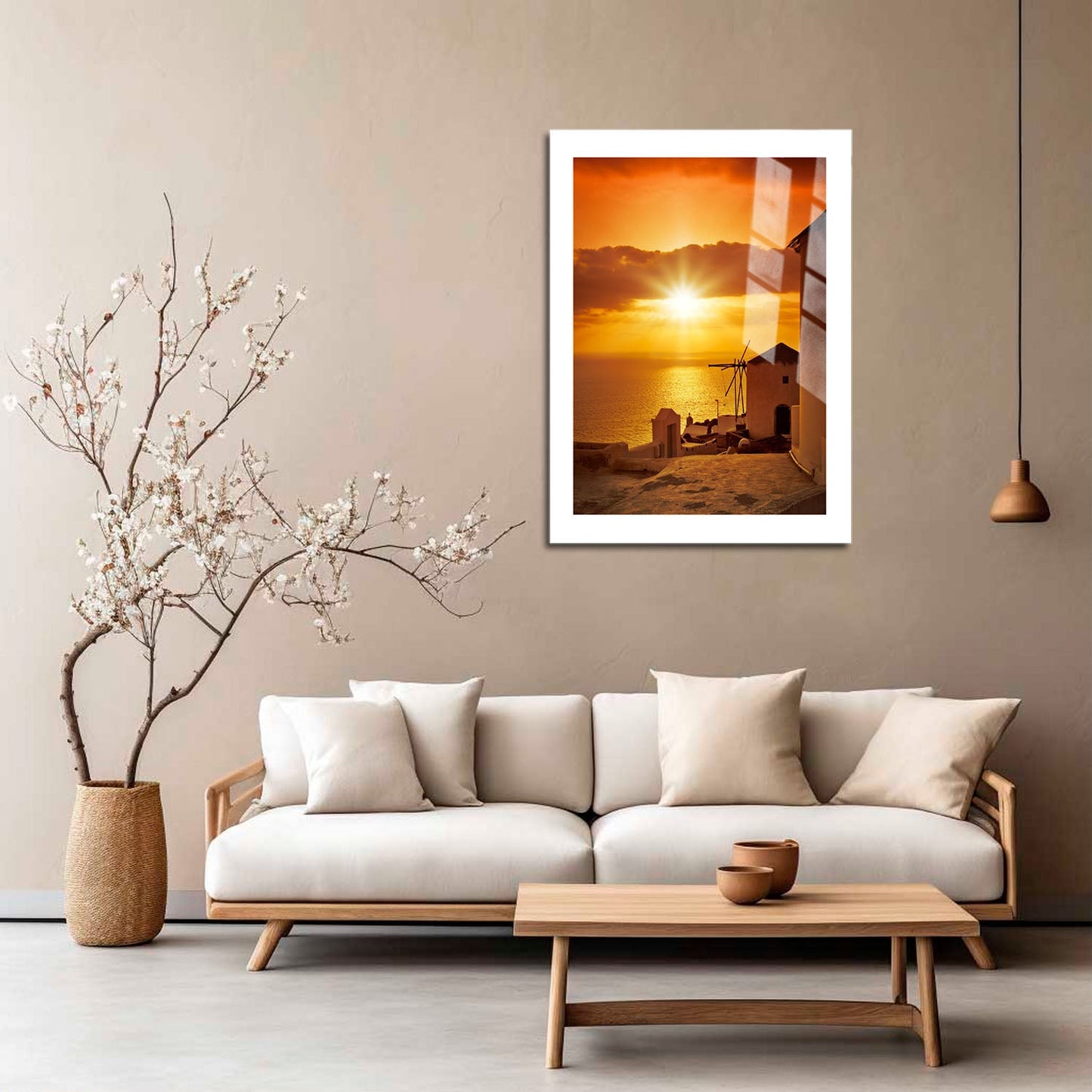 Wes Co Gallery Metal Poster Sunset at Oia 16" x 24" Home Goods - Travels Border or edge to edge Metal Art Print