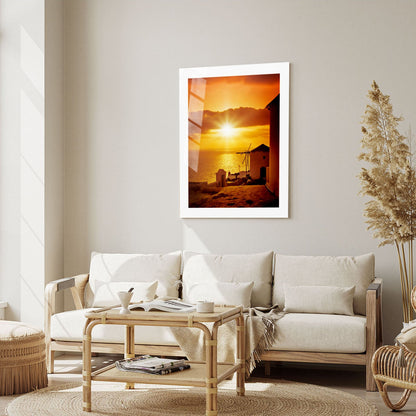 Wes Co Gallery Metal Poster Sunset at Oia 16" x 24" Home Goods - Travels Border or edge to edge Metal Art Print